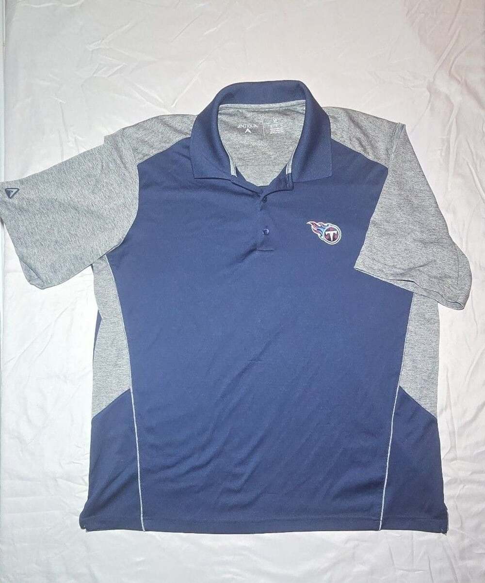 Antigua Tennessee Titans Polo Shirt Size XL Blue Gray Golf NFL